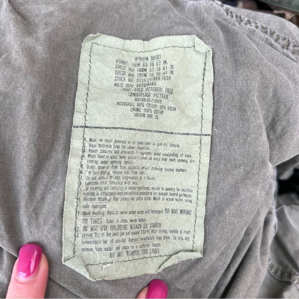 Vintage Old School Camo US Army Airborne Coat Cold Weather Field Medium Short - Picture 10 of 12